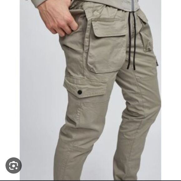 Kuwallatee Men’s Cargo Jogger Pants XL Khaki NWT Stretch Cotton Elastic Waist - Picture 8 of 8